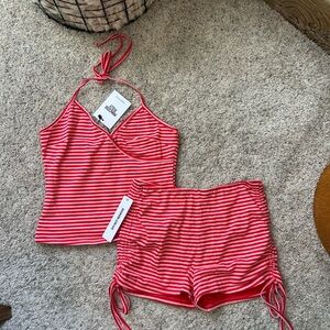 Princess Polly Red and White Striped Set